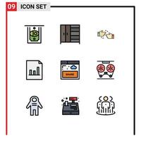 Universal Icon Symbols Group of 9 Modern Filledline Flat Colors of audio sharing ok share graph Editable Vector Design Elements