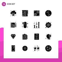 conjunto de 16 iconos modernos de la interfaz de usuario signos de símbolos para el papel moneda de ganancias yin hacen elementos de diseño vectorial editables vector