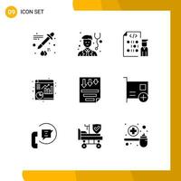 Modern Set of 9 Solid Glyphs and symbols such as paper low development data file Editable Vector Design Elements