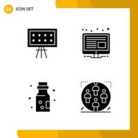 4 Icon Set. Solid Style Icon Pack. Glyph Symbols isolated on White Backgound for Responsive Website Designing. vector