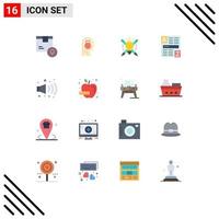 Mobile Interface Flat Color Set of 16 Pictograms of internet web data browser light Editable Pack of Creative Vector Design Elements