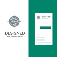 Globe Focus Target Connected Grey Logo Design and Business Card Template vector