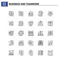 25 Business And Teamwork icon set vector background