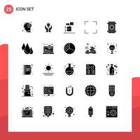 Editable Vector Line Pack of 25 Simple Solid Glyphs of screen full idea junk election Editable Vector Design Elements