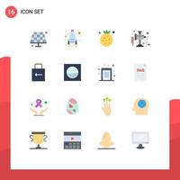 16 Flat Color concept for Websites Mobile and Apps security key food arrow manual Editable Pack of Creative Vector Design Elements