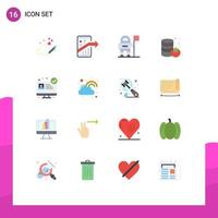 Group of 16 Flat Colors Signs and Symbols for medical consulting hospital website smartphone vegetable canned Editable Pack of Creative Vector Design Elements