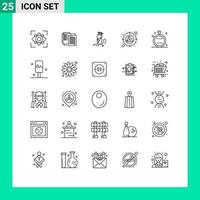 Universal Icon Symbols Group of 25 Modern Lines of target focus wlan tool construction Editable Vector Design Elements