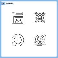 Pictogram Set of 4 Simple Filledline Flat Colors of web eco folder idea energy Editable Vector Design Elements