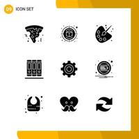 9 Solid Glyph concept for Websites Mobile and Apps wheel general drawing basic education Editable Vector Design Elements