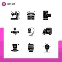 Glyph Icon set Pack of 9 Solid Icons isolated on White Background for responsive Website Design Print and Mobile Applications Creative Black Icon vector background