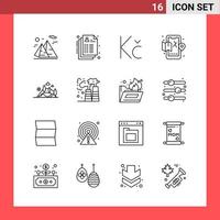 16 Icon Pack Line Style Outline Symbols on White Background Simple Signs for general designing Creative Black Icon vector background