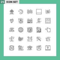 Group of 25 Lines Signs and Symbols for crystal view cooking investment layout Editable Vector Design Elements