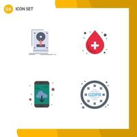 4 User Interface Flat Icon Pack of modern Signs and Symbols of install app save health cloud Editable Vector Design Elements