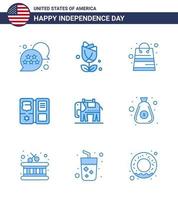 paquete de feliz día de la independencia de 9 signos y símbolos de blues para la bolsa de estrellas americanas libro americano editable elementos de diseño vectorial del día de estados unidos vector