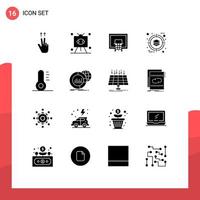 Pictogram Set of 16 Simple Solid Glyphs of christmas management basket deployment net Editable Vector Design Elements