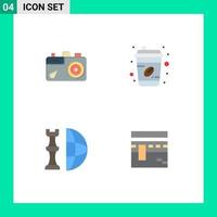 Pack of 4 Modern Flat Icons Signs and Symbols for Web Print Media such as camera global picture cup piece Editable Vector Design Elements