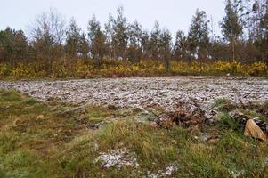 tierra agrícola con nieve. norte de españa en invierno foto