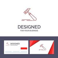 Creative Business Card and Logo template Hammer Construction Tool Strong Carpenter Vector Illustration