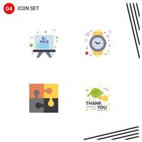 Group of 4 Flat Icons Signs and Symbols for board piece heart time solution Editable Vector Design Elements