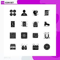 Stock Vector Icon Pack of 16 Line Signs and Symbols for communications general data protection brain disease gdpr consent Editable Vector Design Elements