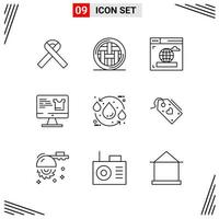 9 Icons Line Style Grid Based Creative Outline Symbols for Website Design Simple Line Icon Signs Isolated on White Background 9 Icon Set Creative Black Icon vector background