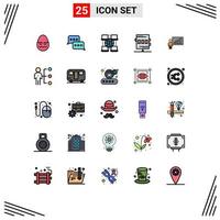 Set of 25 Modern UI Icons Symbols Signs for graph game reply chronometer activities Editable Vector Design Elements