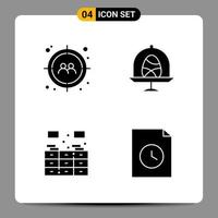 4 Black Icon Pack Glyph Symbols Signs for Responsive designs on white background 4 Icons Set Creative Black Icon vector background