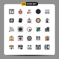 Universal Icon Symbols Group of 25 Modern Filled line Flat Colors of repair gear heart viennese cookie Editable Vector Design Elements