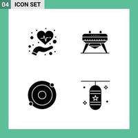 Modern Set of 4 Solid Glyphs Pictograph of care structure medicine horse punching bag Editable Vector Design Elements