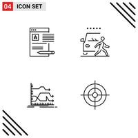 Stock Vector Icon Pack of 4 Line Signs and Symbols for document road web car forward Editable Vector Design Elements