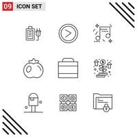 Set of 9 Modern UI Icons Symbols Signs for million case celebration fruit food Editable Vector Design Elements