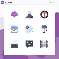 Modern Set of 9 Flat Colors and symbols such as cloud settings cloud preferences safety cloud application service user Editable Vector Design Elements