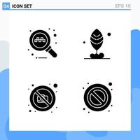 Modern 4 solid style icons Glyph Symbols for general use Creative Solid Icon Sign Isolated on White Background 4 Icons Pack Creative Black Icon vector background