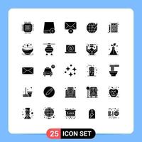 Modern Set of 25 Solid Glyphs and symbols such as budget travel gadget globe message Editable Vector Design Elements