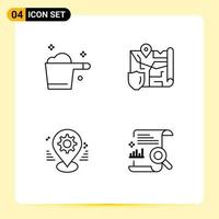 Line Pack of 4 Universal Symbols of cleaning gps housekeeping location pin Editable Vector Design Elements