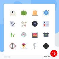 Group of 16 Flat Colors Signs and Symbols for education science bag network database Editable Pack of Creative Vector Design Elements