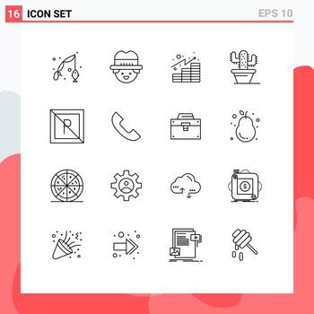 User Interface Pack of 16 Basic Outlines of not park finances no nature Editable Vector Design Elements