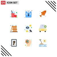 Conjunto de 9 colores planos universales para aplicaciones web y móviles herramientas de pesca de negocios en dólares construcción elementos de diseño vectorial editables vector