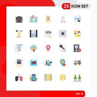 Pictogram Set of 25 Simple Flat Colors of webpage seo hotel travel speedup Editable Vector Design Elements