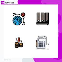 Pictogram Set of 4 Simple Filledline Flat Colors of astronomy transfer archive document analysis Editable Vector Design Elements