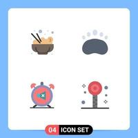 Mobile Interface Flat Icon Set of 4 Pictograms of chinese off bear alarm fun Editable Vector Design Elements