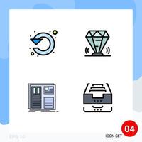 Set of 4 Modern UI Icons Symbols Signs for circle jewel rotate value grid Editable Vector Design Elements