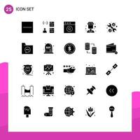 User Interface Pack of 25 Basic Solid Glyphs of tool welder development profession avatar Editable Vector Design Elements