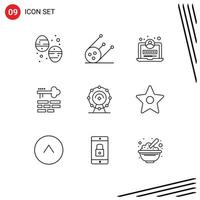 9 iconos creativos signos y símbolos modernos del diseño del navegador web wifi del hotel elementos de diseño vectorial editables vector