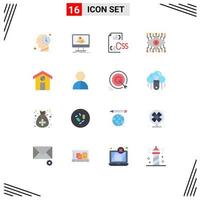 16 Universal Flat Color Signs Symbols of house city css construction eye Editable Pack of Creative Vector Design Elements