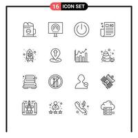 Outline Pack of 16 Universal Symbols of marketing advertising tips signal ui on Editable Vector Design Elements
