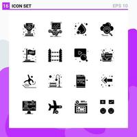 conjunto de 16 iconos modernos de ui símbolos signos para acceder a datos búsqueda en línea agua elementos de diseño vectorial editables vector