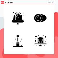 Collection of 4 Vector Icons in solid style Modern Glyph Symbols for Web and Mobile Solid Icon Sign Isolated on White Background 4 Icons Creative Black Icon vector background