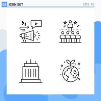 Modern 4 Line style icons Outline Symbols for general use Creative Line Icon Sign Isolated on White Background 4 Icons Pack Creative Black Icon vector background