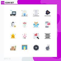 Group of 16 Modern Flat Colors Set for checklist mechanic recruitment engine power Editable Pack of Creative Vector Design Elements